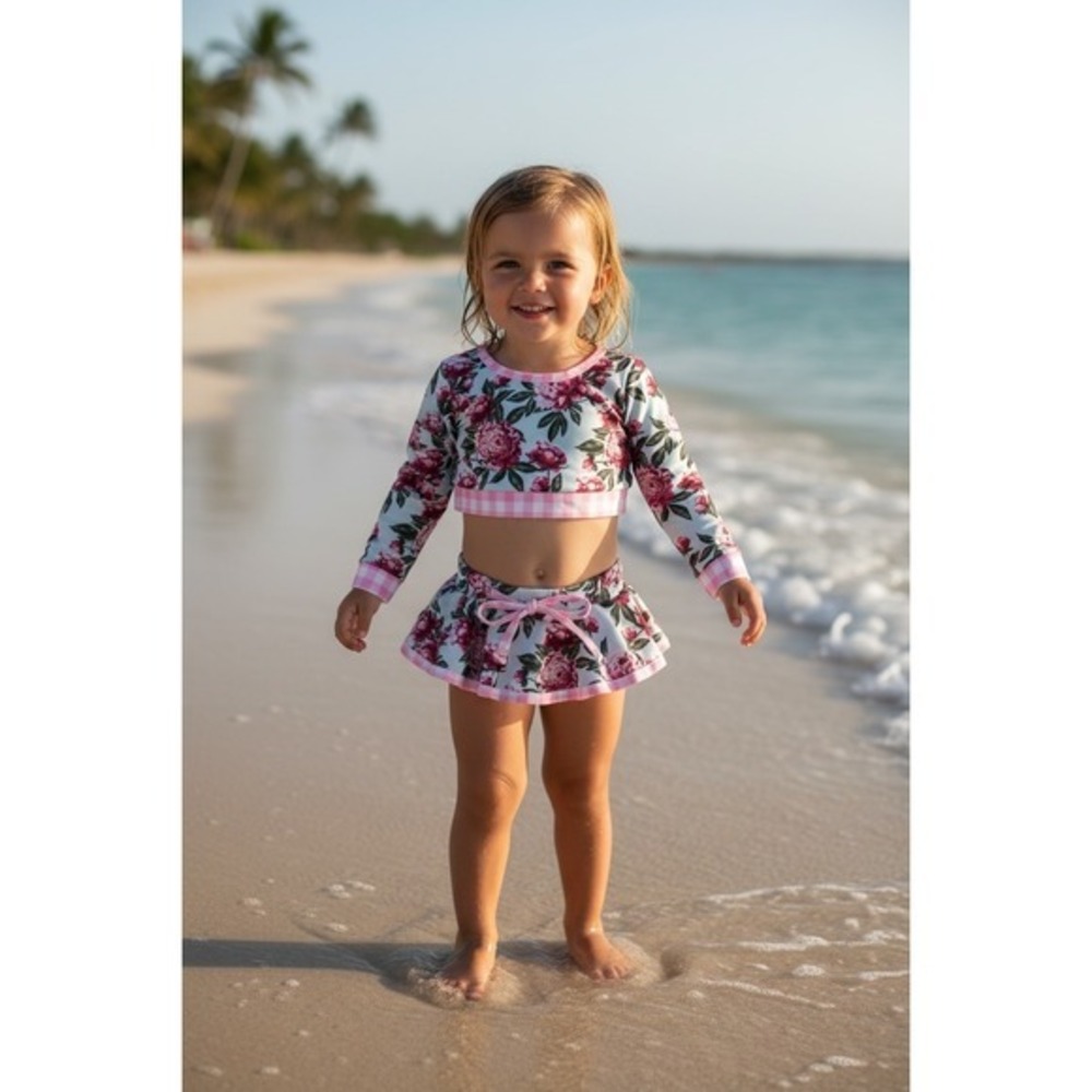 Floral‎ Long Sleeve Kids Bikini Set NWOT